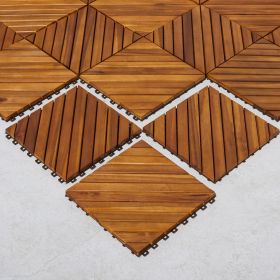 Dashiell 12-Diagonal Slat Acacia Interlocking Deck Tile (Set of 10 Tiles)