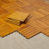 Damian 6-Slat Acacia Interlocking Deck Tile (Set of 10 Tiles)