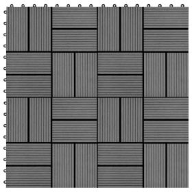 11 pcs Decking Tiles WPC 11.8"x11.8" 1 sqm Gray