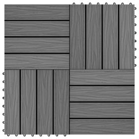 11 pcs Decking Tiles Deep Embossed WPC 11.8"x11.8" 1 sqm Gray