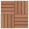 11 pcs Decking Tiles Deep Embossed WPC 11.8"x11.8" 1 sqm Light Brown