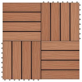 11 pcs Decking Tiles Deep Embossed WPC 11.8"x11.8" 1 sqm Light Brown