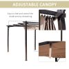 10' x 13' Outdoor Retractable Pergola Canopy, Aluminum Patio Pergola, Backyard Shade Shelter for Porch Party, Garden, Grill Gazebo, Brown