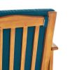 Outdoor Acacia Wood Sofa Set with Water Resistant Cushions, 4-Pcs Set, Brown Patina / Teal Blue