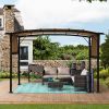 12 x 9 Ft Outdoor Pergola Patio Gazebo; Retractable Shade Canopy; Steel Frame Grape Gazebo; Sunshelter Pergola for Gardens; Terraces; Backyard