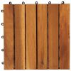 10 pcs Acacia Decking Tiles 11.8"x11.8" Vertical Pattern