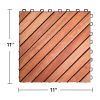 Outdoor Patio 12-Diagonal Slat Eucalyptus Interlocking Deck Tile (Set of 10 Tiles)