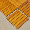 Damian 6-Slat Acacia Interlocking Deck Tile (Set of 10 Tiles)