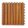 Damian 8-Slat Acacia Interlocking Deck Tile (Set of 10 Tiles)