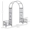 Outsunny 6.7' Steel Garden Arch Arbor with Scrollwork Hearts, Planter Boxes for Climbing Vines, Ceremony, Weddings, Party, Backyard, Lawn, Dark Gray