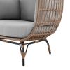 Manhattan Comfort Spezia Freestanding Steel and Rattan Outdoor Egg Chair with Cushions in Grey