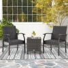 3 Piece Patio Wicker Chair Set with Quick Dry Foam Cushions