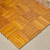 Damian 6-Slat Acacia Interlocking Deck Tile (Set of 10 Tiles)