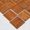 Damian 8-Slat Acacia Interlocking Deck Tile (Set of 10 Tiles)