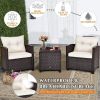 3 Piece Patio Wicker Chair Set with Quick Dry Foam Cushions