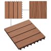 11 pcs Decking Tiles Deep Embossed WPC 11.8"x11.8" 1 sqm Light Brown