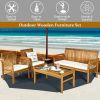 4 Pieces Outdoor Acacia Wood Sofa Furniture Set