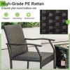 3 Piece Patio Wicker Chair Set with Quick Dry Foam Cushions