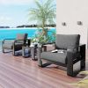 3-pieces Aluminum Frame Patio Furniture With 6.7" Thick Cushion And Coffee Table, All Weather Use Olefin fabric Outdoor Chair