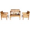 4 Pieces Outdoor Acacia Wood Sofa Furniture Set