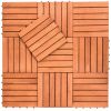 Outdoor Patio 6-Slat Eucalyptus Interlocking Deck Tile (Set of 10 Tiles)