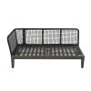 TOPMAX Modern 5-Person Outdoor Seating Group with Cushions Rope Waved Patio Sofa Set for Garden, Lawn, Poolside, L-Shaped, Black+Gray