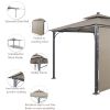 Patio 9.8ft.L x 9.8ft.W Gazebo with Extended Side Shed/Awning and LED Light for Backyard; Poolside; Deck; Brown