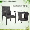 3 Piece Patio Wicker Chair Set with Quick Dry Foam Cushions