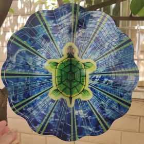 Creative 3D Kinetic Stainless Steel Wind Spinner Outdoor Garden Hanging Decoration Mandala Butterfly Design Wind Chime Spinner (Color: Turtle)