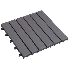 Decking Tiles 10 pcs Gray Wash 11.8"x11.8" Solid Acacia Wood (Color: Grey)