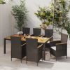 7 Piece Patio Dining Set with Cushions Poly Rattan Black