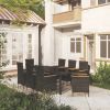 9 Piece Patio Dining Set with Cushions Poly Rattan Black