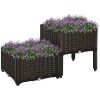 Outsunny 2 Piece Raised Garden Bed with Legs, Self-Watering Planter Box Raised Bed to Grow Flowers, Herbs & Vegetables, Gray