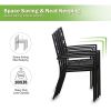 MEOOEM Patio Dining Set Outdoor Metal Square Bistro Side/End Table and Stackable Patio Dining Chairs;  Black